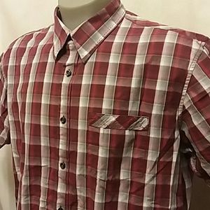 J. Campbell Mens XL Burgundy Plaid Shirt